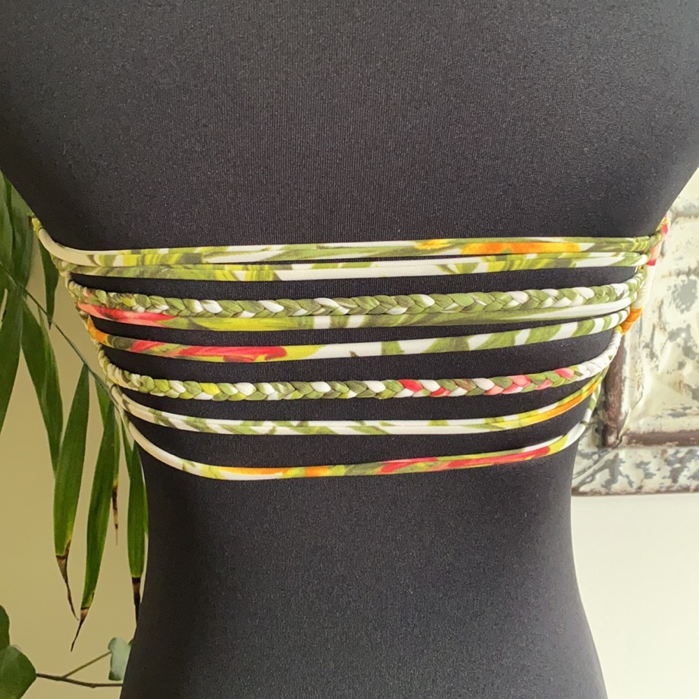 ✨NEW LIST✨Bandeau Strappy Tropical Swim Top V Down - Picture 4 of 4